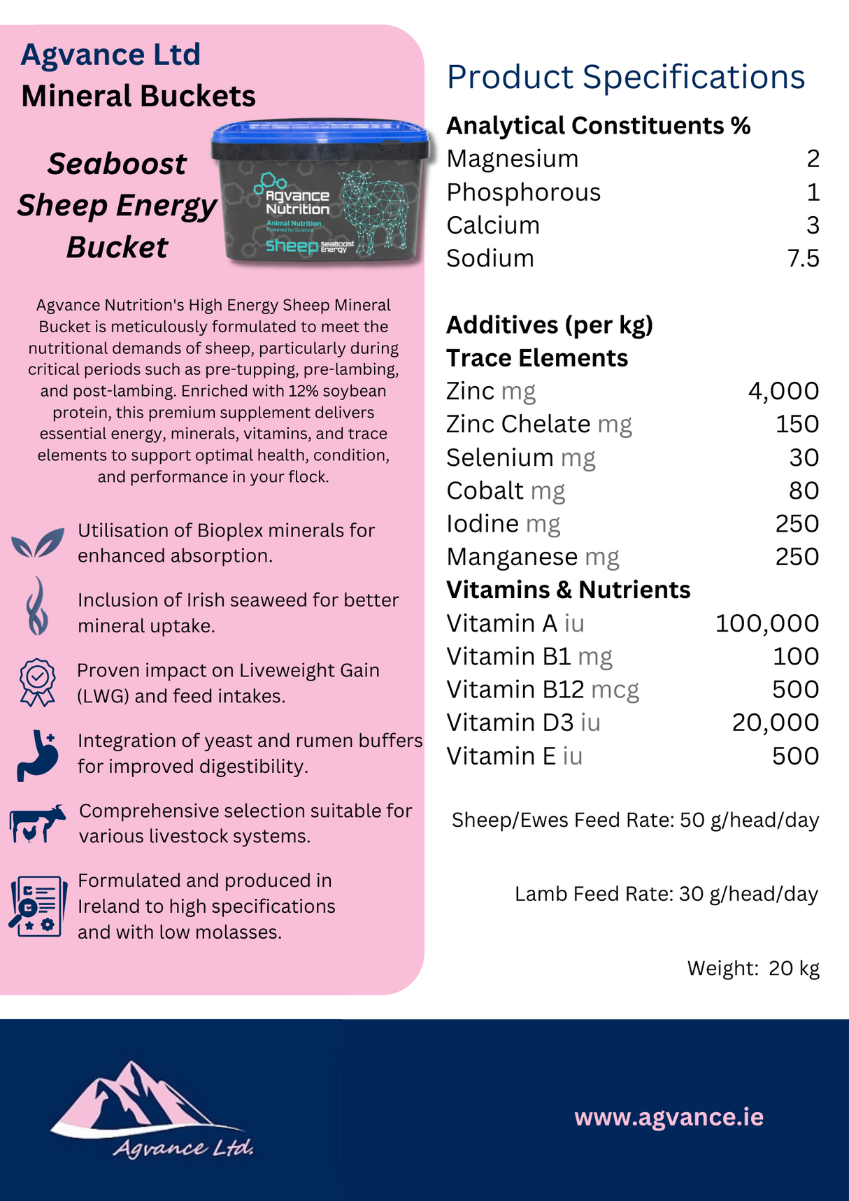 Agvance High Energy Seaboost Sheep Mineral Bucket